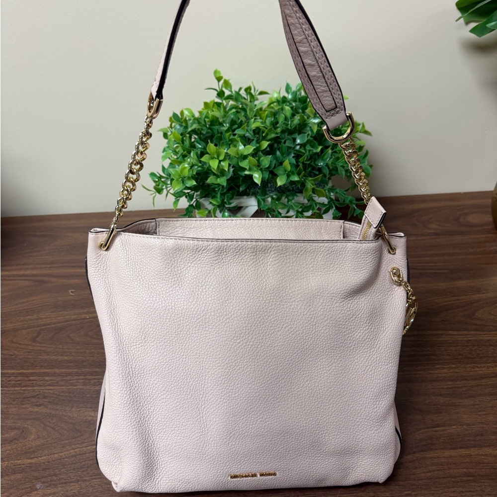 Michael Kors light pink pebbled leather tote